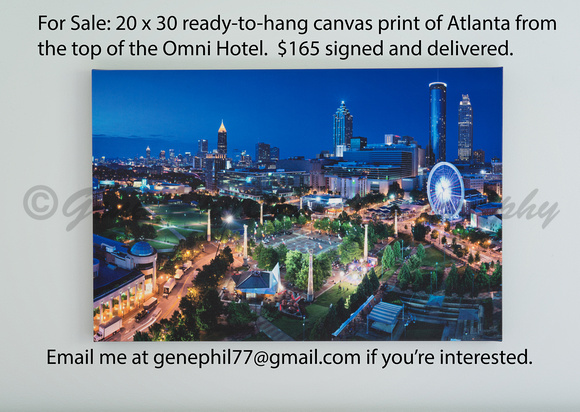 Canvas Print of Atlanta from the top of the Omni Hotel.