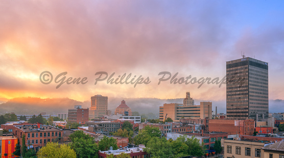 Foggy Sunrise in Downtown Asheville