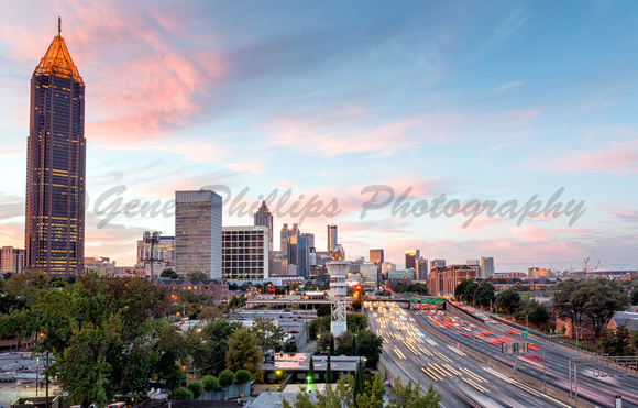 The Atlanta Skyline and the Downtown Connector at Sunrise.
